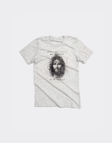 Faith-based Christian tee of Jesus face in a fingerprint